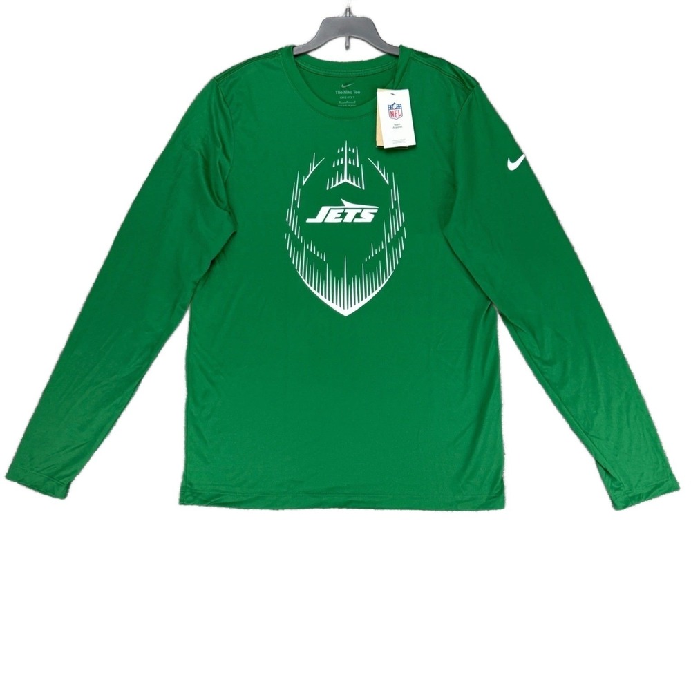 NEW New York Jets Team‎ Apparel Men's M Nike Dri-FIT Green Long Sleeve Shirt NFL